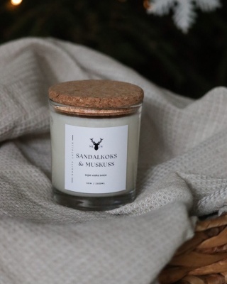 Sojas vaska svece - Sandalkoks un muskuss (caurspīdīga)