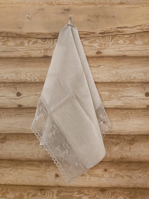 Lina dvielis 45x70cm (mežģīne – pelēki brieži)