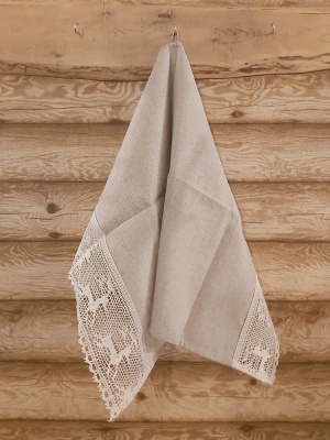 Lina dvielis 45x70cm (mežģīne – balti brieži)