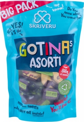 Piena konfekte "Skrīveru Gotiņa" asorti, lielpaka 800g