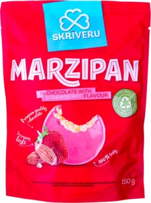 Marcipāns šokolādē ar zemeņu garšu 150g